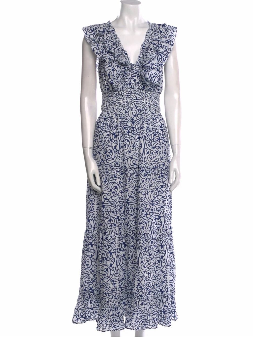 Caroline Constas Blue and White Printed Maxi Dress S - Picture 6 of 6